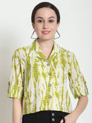 Olive Tie and Dye Pure Cotton Short Top