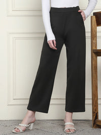 Frempy Women's High-Rise Relaxed Straight Leg Formal Trousers - Olive