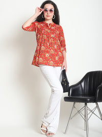 Red Floral Pure Cotton Top