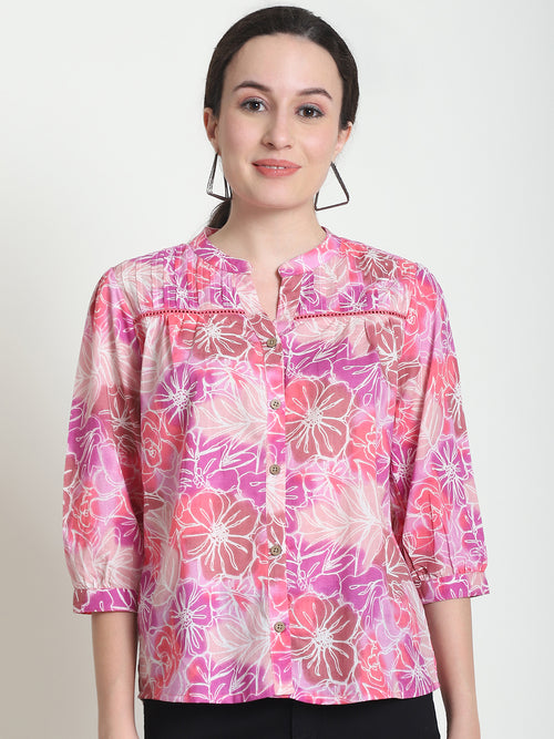 Pink Floral Pure Cotton Top