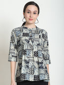 Grey Colourblocked Pure Cotton Top