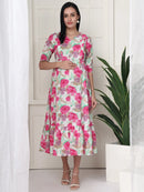 Frempy Women Multicolored Floral Printed  Maternity Dress
