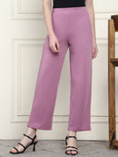 Frempy Women's High-Rise Relaxed Straight Leg Formal Trousers - Magenta
