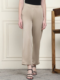 Frempy Women's High-Rise Relaxed Straight Leg Formal Trousers - Beige