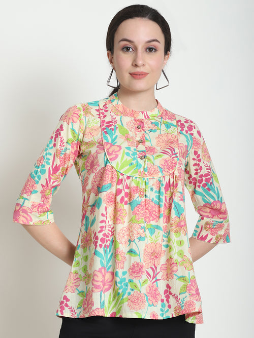 Multi Floral Pure Cotton Top