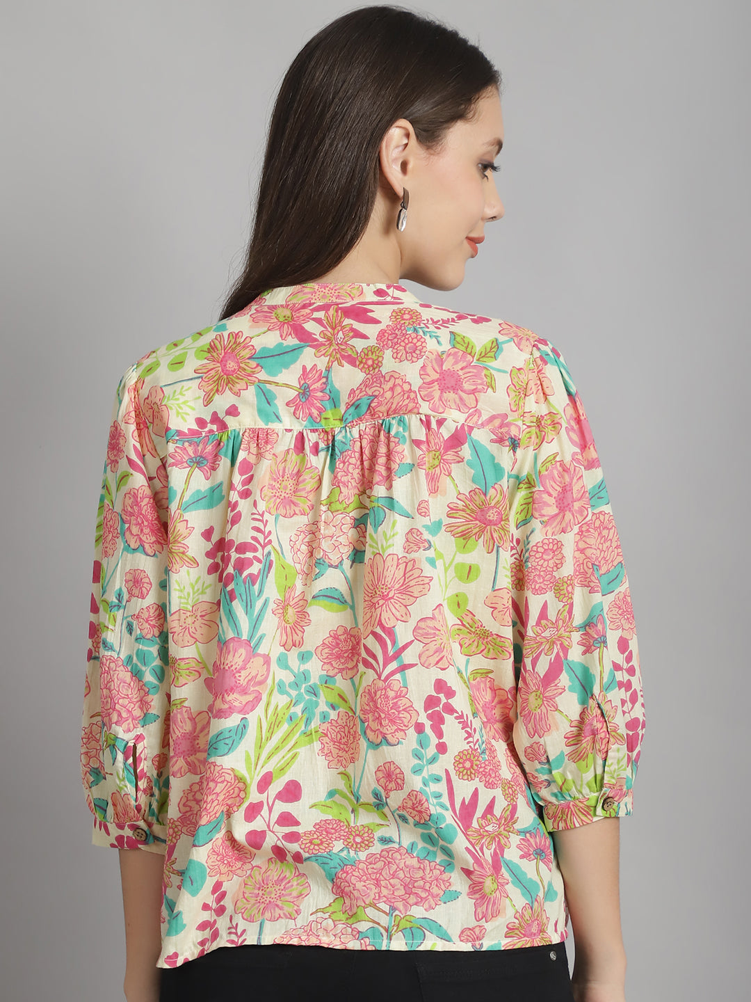 Multi Floral Printed Floral Pure Cotton Top