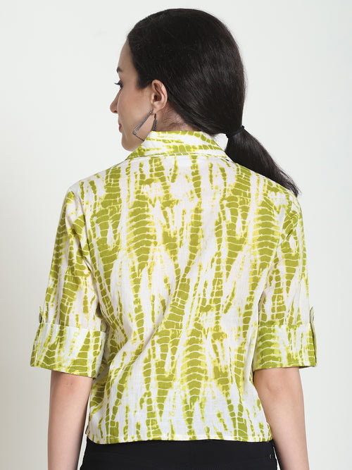 Olive Tie and Dye Pure Cotton Short Top