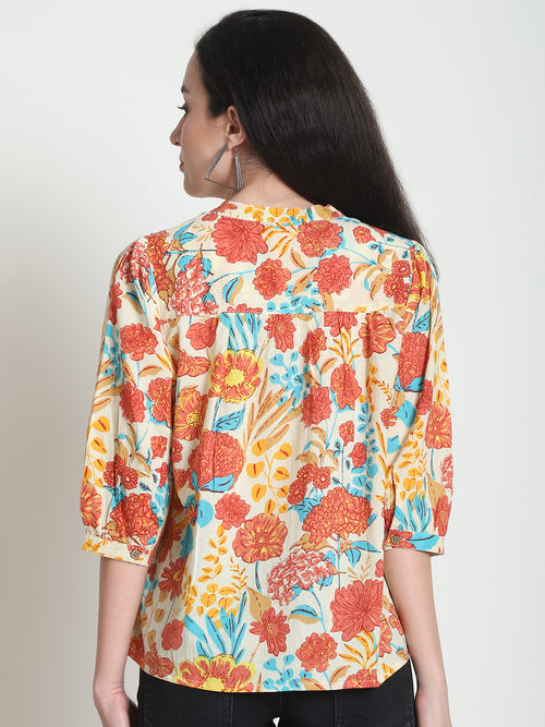 Multi Floral Pure Cotton Top
