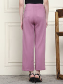 Frempy Women's High-Rise Relaxed Straight Leg Formal Trousers - Magenta