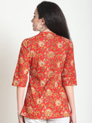 Red Floral Pure Cotton Top