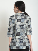 Grey Colourblocked Pure Cotton Top