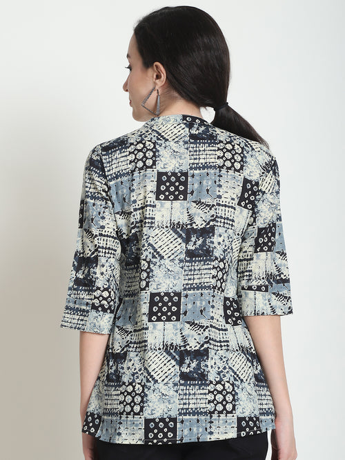 Grey Colourblocked Pure Cotton Top