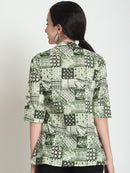 Olive Colourblocked Pure Cotton Top