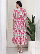 Frempy Women Multicolored Floral Printed  Maternity Dress