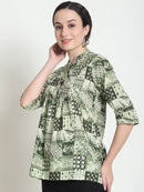 Olive Colourblocked Pure Cotton Top