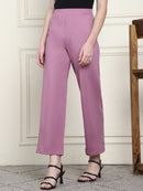 Frempy Women's High-Rise Relaxed Straight Leg Formal Trousers - Magenta