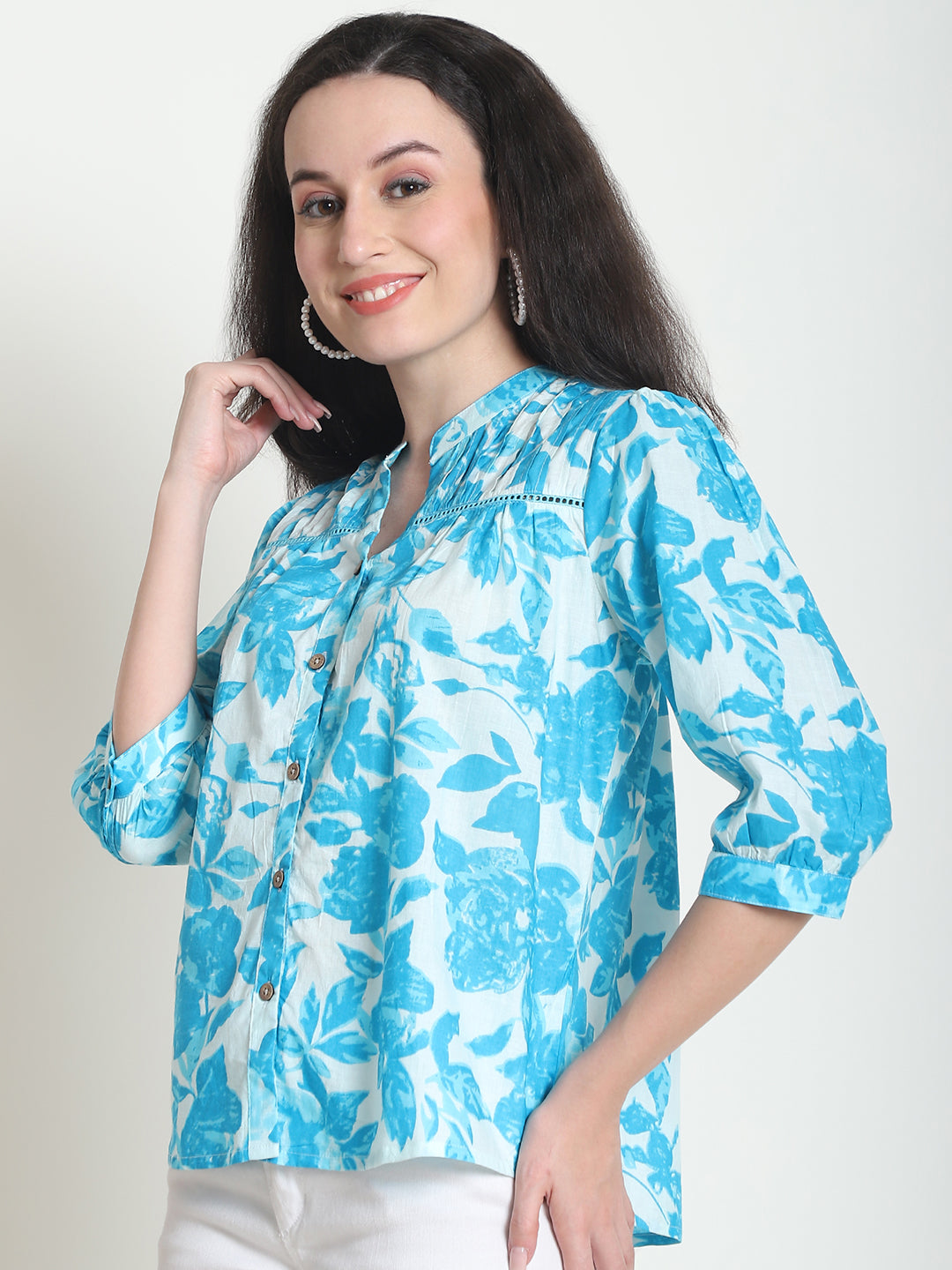 Blue Floral Pure Cotton Top