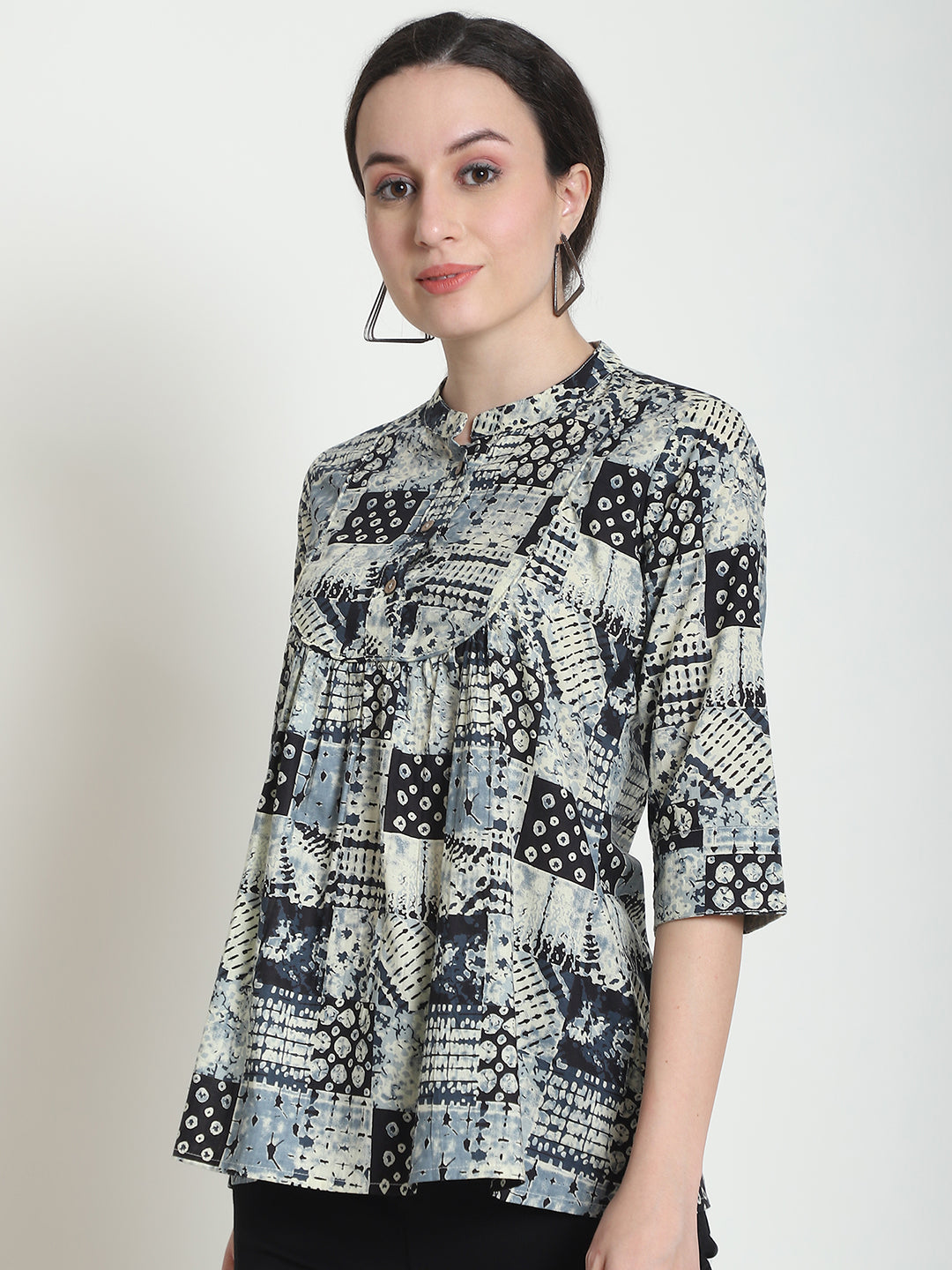 Grey Colourblocked Pure Cotton Top