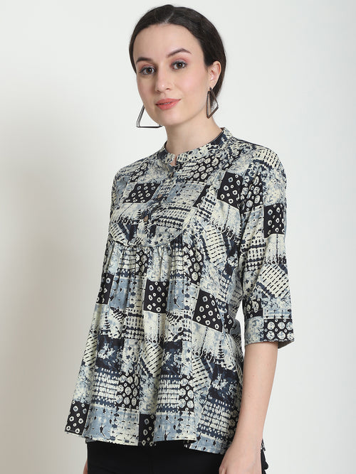 Grey Colourblocked Pure Cotton Top