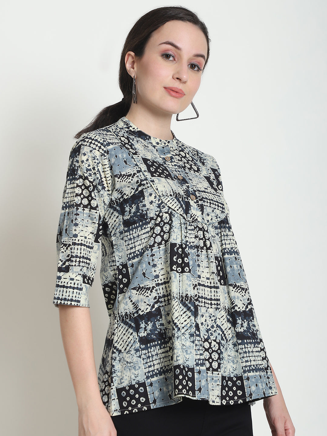 Grey Colourblocked Pure Cotton Top