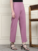 Frempy Women's High-Rise Relaxed Straight Leg Formal Trousers - Magenta