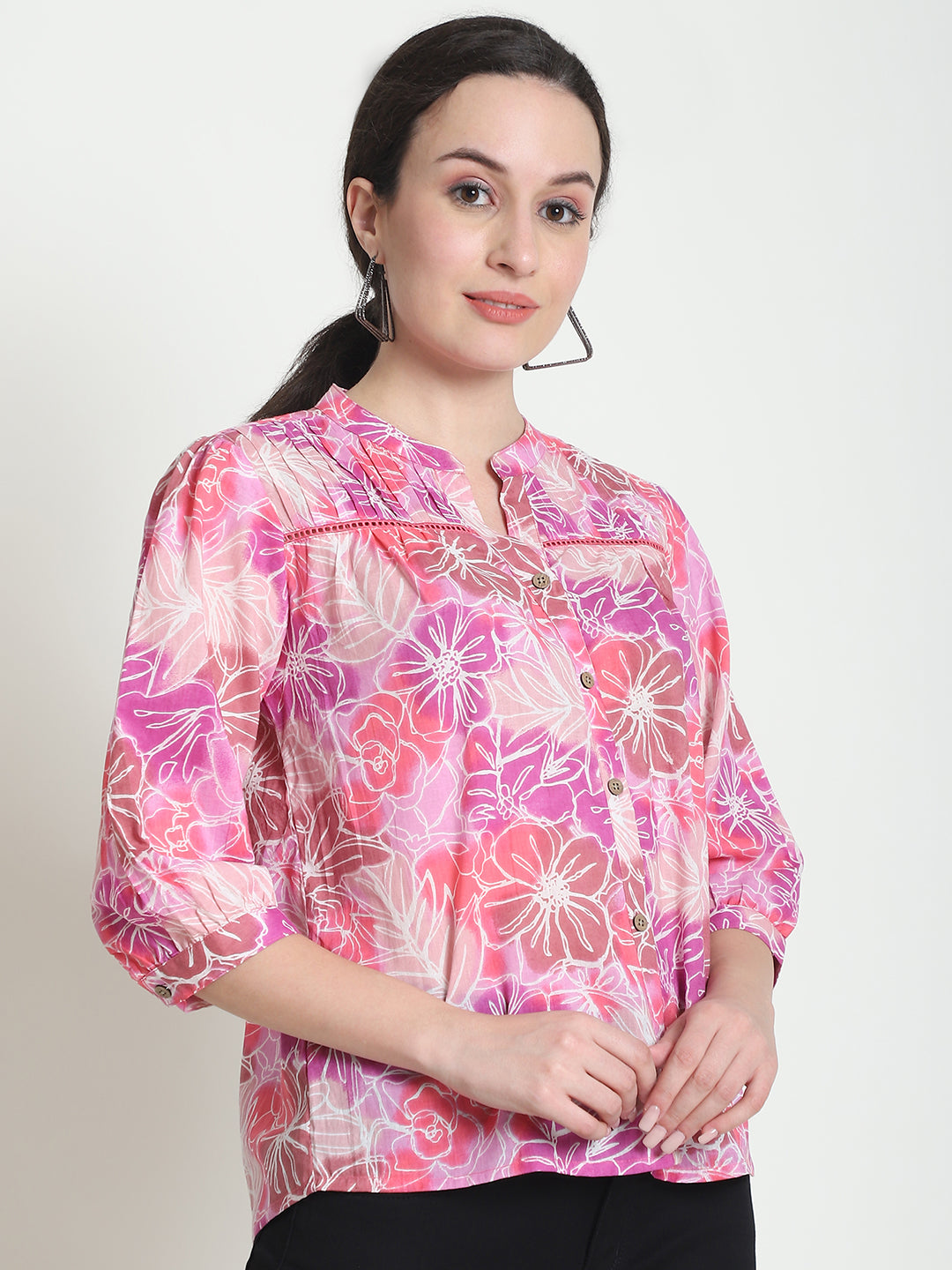 Pink Floral Pure Cotton Top
