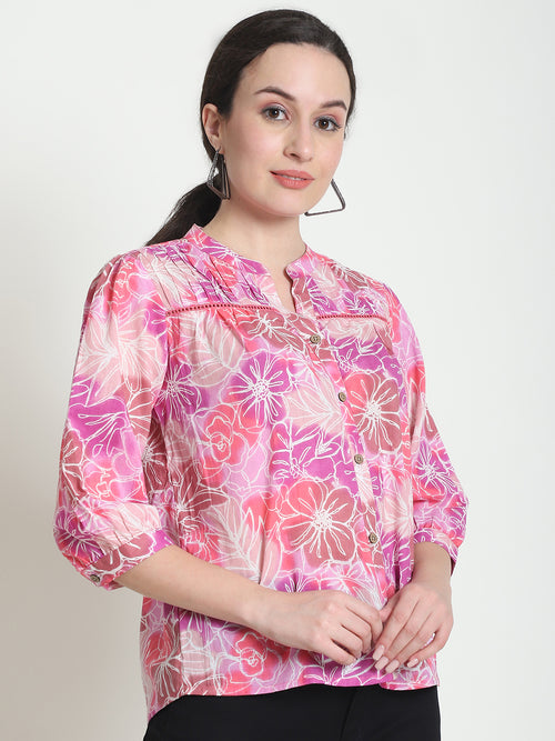 Pink Floral Pure Cotton Top