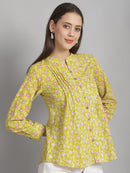 Mustard Floral Printed Pure Cotton Top