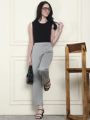Frempy Women's High-Rise Relaxed Straight Leg Formal Trousers - Grey