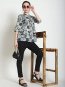 Grey Colourblocked Pure Cotton Top