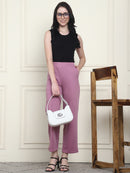 Frempy Women's High-Rise Relaxed Straight Leg Formal Trousers - Magenta