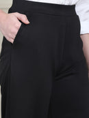 Frempy Women's High-Rise Relaxed Straight Leg Formal Trousers - Black