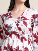 White Thread & Sequence Work Floral  Pure Cotton Tops