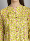Mustard Floral Printed Pure Cotton Top