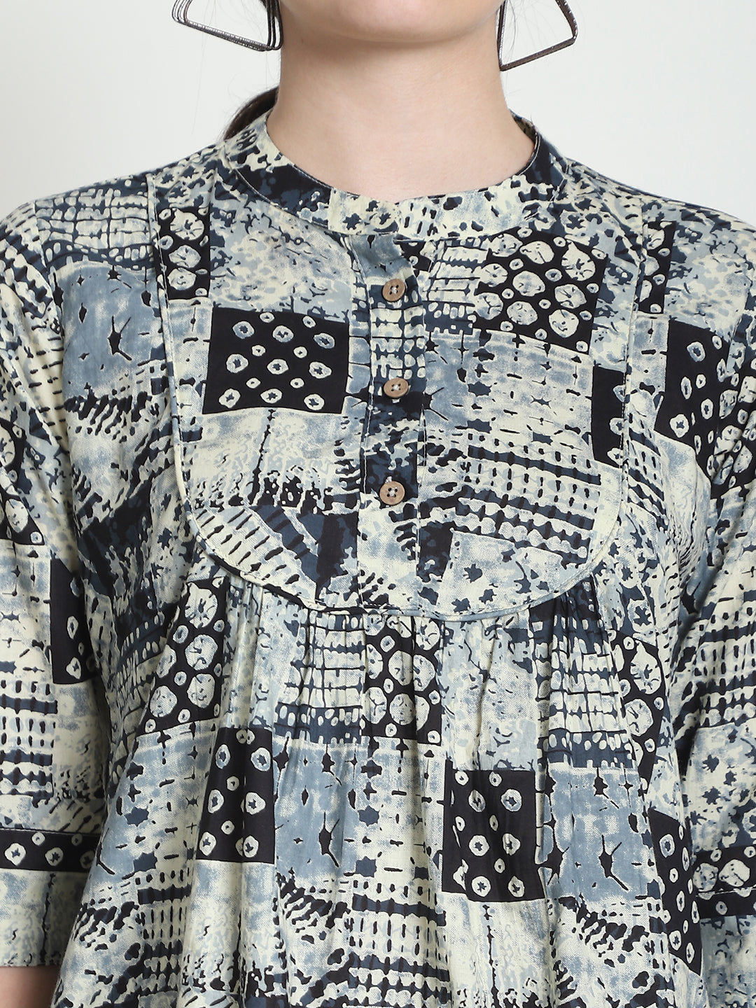 Grey Colourblocked Pure Cotton Top