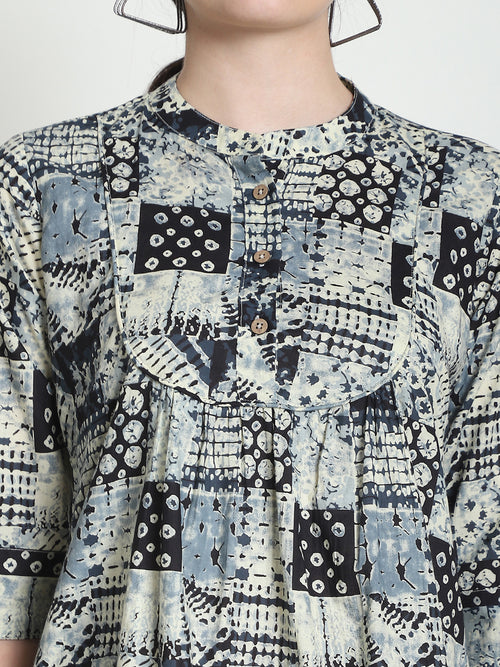 Grey Colourblocked Pure Cotton Top