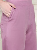 Frempy Women's High-Rise Relaxed Straight Leg Formal Trousers - Magenta