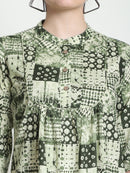 Olive Colourblocked Pure Cotton Top