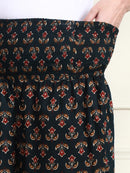 Frempy Bottle Green Floral Motif Pure Cotton Maternity Trousers