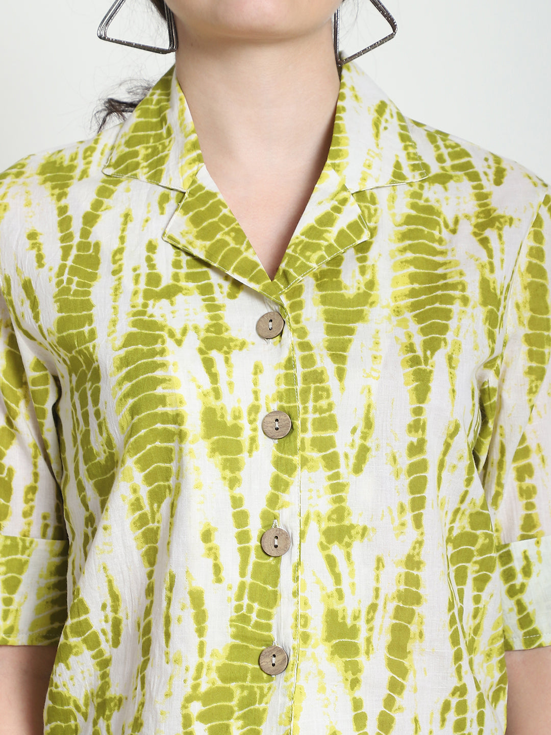 Olive Tie and Dye Pure Cotton Short Top