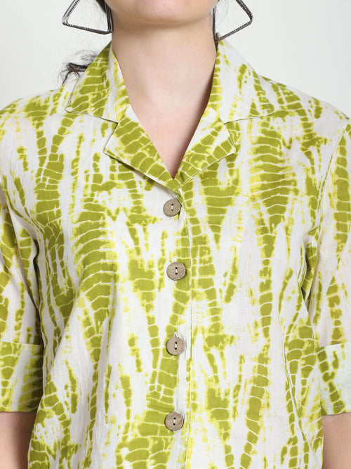 Olive Tie and Dye Pure Cotton Short Top