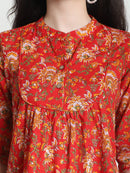 Red Floral Pure Cotton Top
