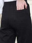 Frempy Women's High-Rise Relaxed Straight Leg Formal Trousers - Black