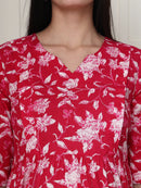 Frempy Women Pink Floral Printed  Maternity Dress
