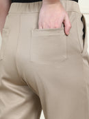 Frempy Women's High-Rise Relaxed Straight Leg Formal Trousers - Beige