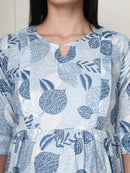 Frempy Women Light Blue Printed Maternity Dress