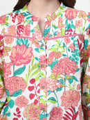 Frempy Women Multicoloured Floral Pure Cotton Top