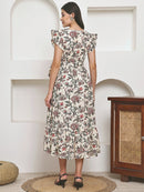 Frempy Women Fit and Flare Multi Floral Printed Maxi/Full Length Dress