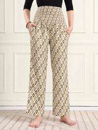 Frempy Off-White Ikat Print Pure Cotton Maternity Trousers