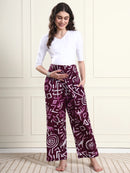 Wine Abstract Print Pure Cotton Maternity Trousers